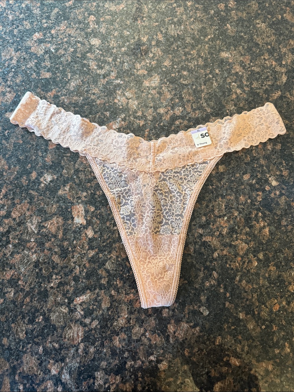 SO Lace Thong — Light Beige